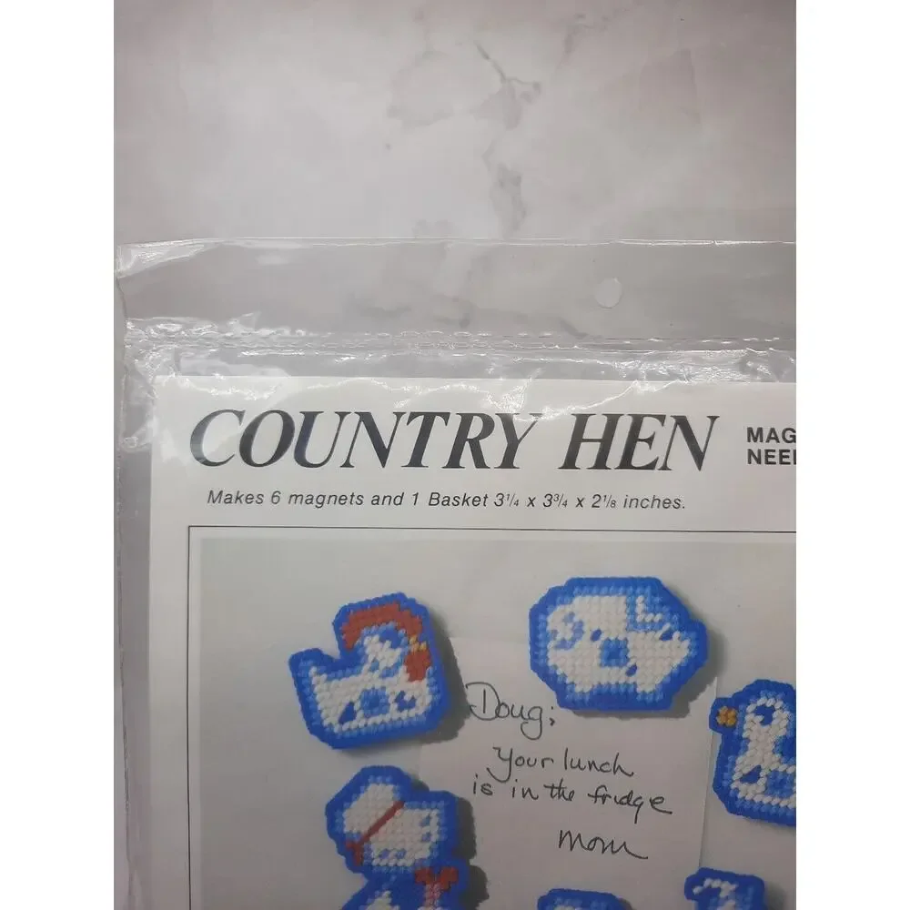 Studio 12 Plastic Canvas Needlepoint Kit Country Hen Magnets and Basket